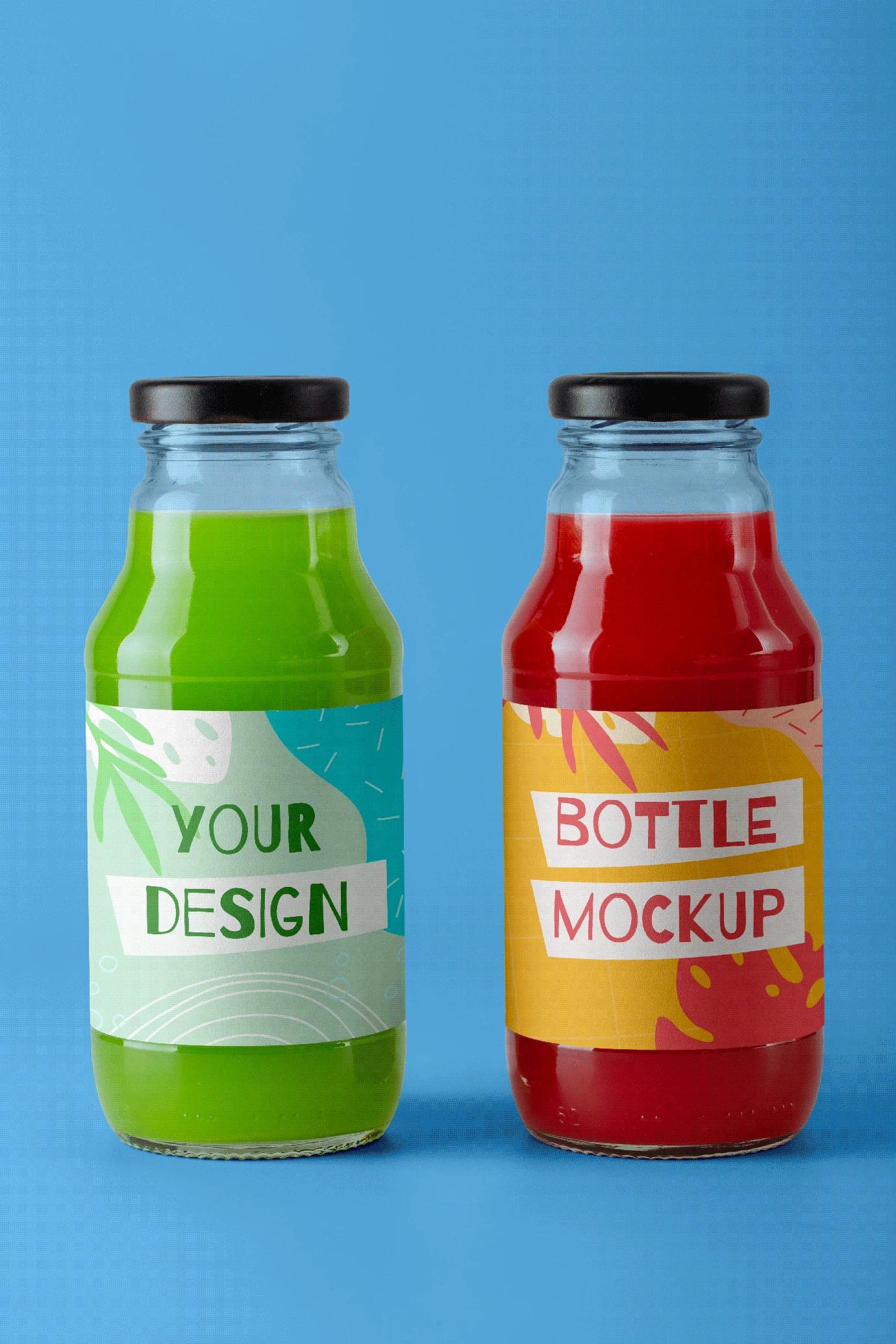 果汁饮料饮品玻璃瓶手持包装VI提案展示效果智能贴图样机PSD素材【011】
